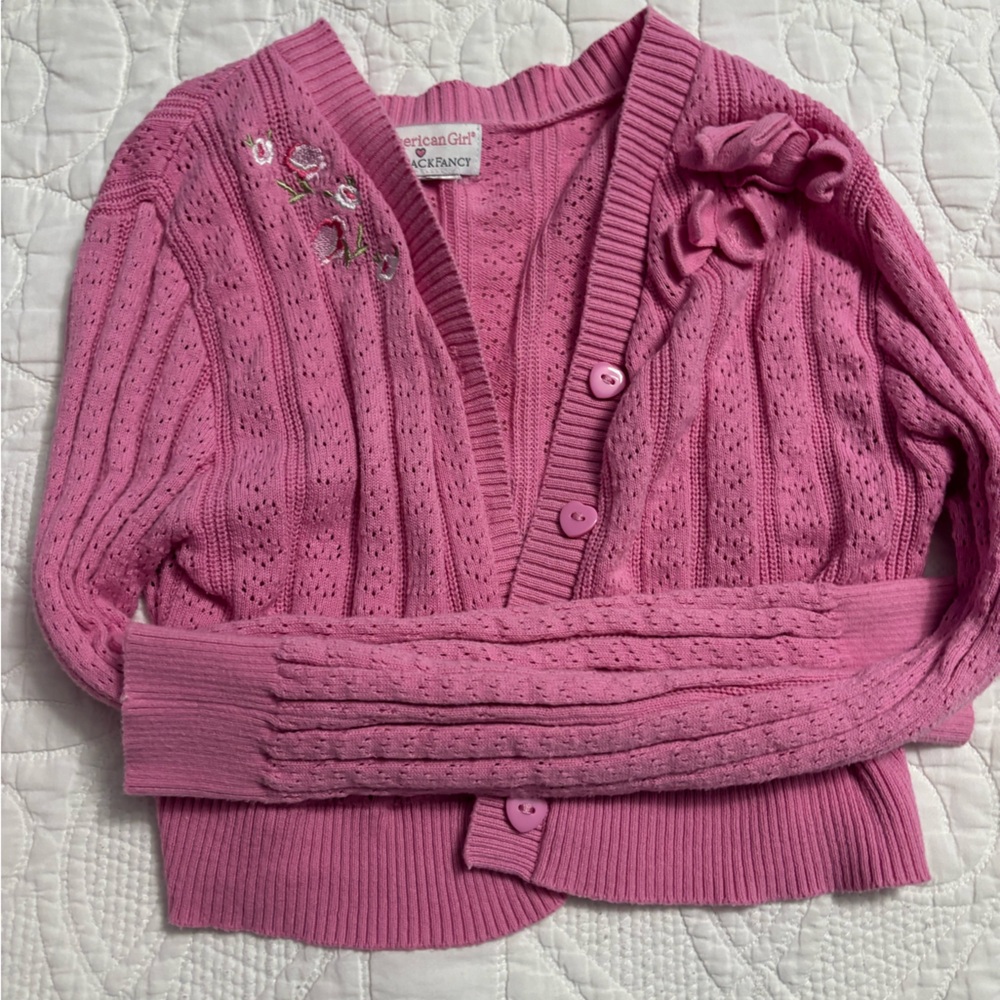 LoveShackFancy X AG collab Pink Ruffled Knit Top& Cardigan and skirt - Picture 4 of 5